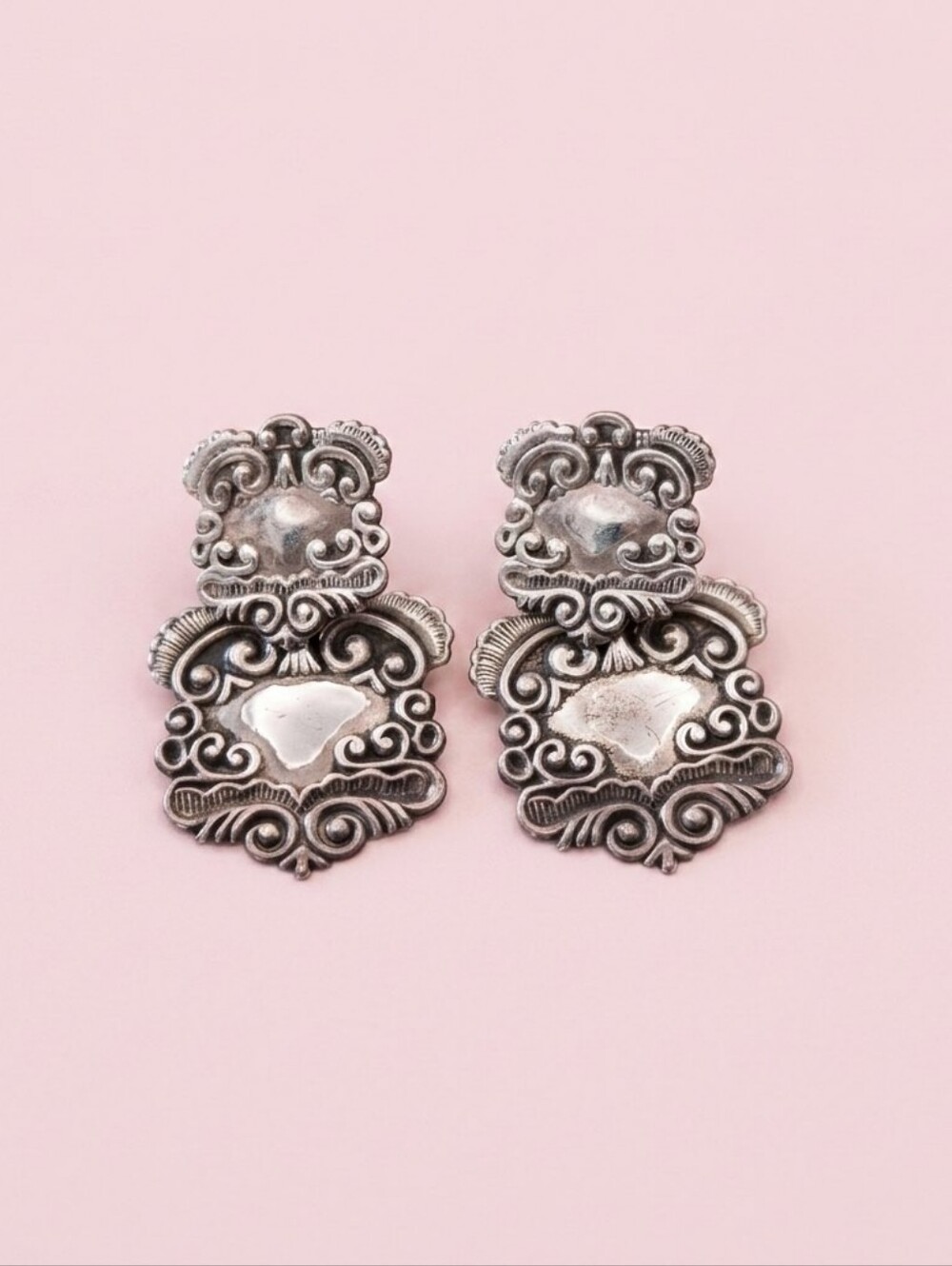 Vintage Sterling Silver Etruscan Earrings